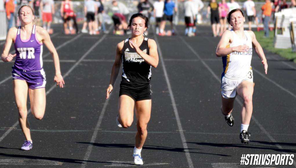 Sophomore Karsen Sears competes in the 100 meters at the Central Nebraska Track Championships in Grand Island.